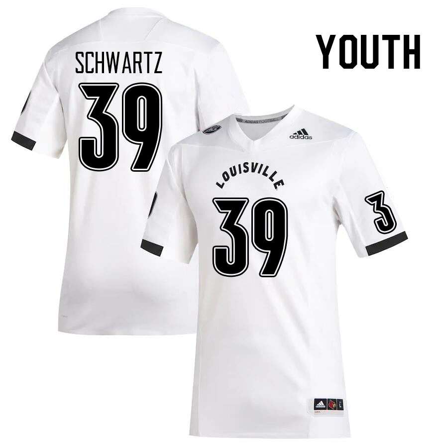 Youth #39 Carter Schwartz Louisville Cardinals College Football Jerseys Stitched Sale-White - Click Image to Close